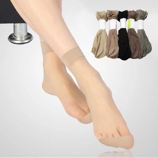 5/10 Pairs High Quality Women Velvet Socks Pack Female Summer Thin Silk Transparent Sexy Ankle Nylon Socks Set