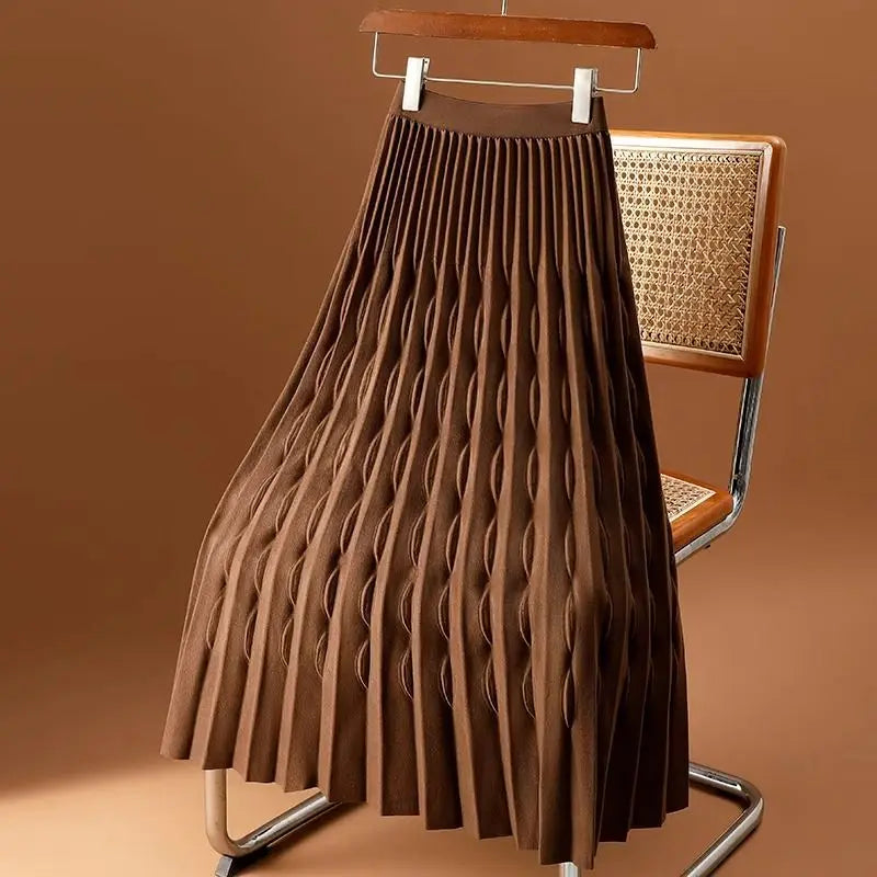 High Waist Loose Pleated  A-Line Skirt