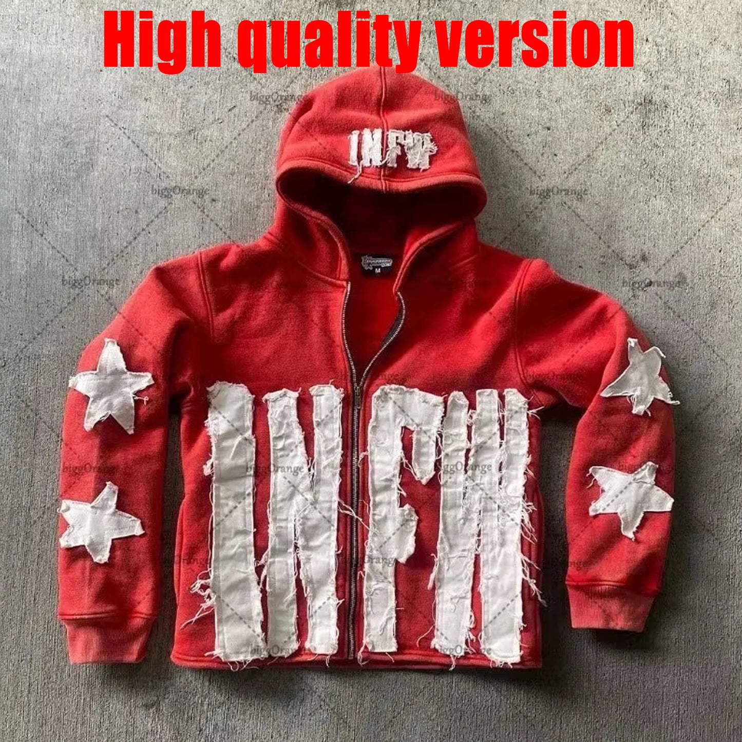 Star Letter Embroidered Zipper Sweatshirt Women  Loose Oversized Hoodie Versatile Casual Retro Jacket