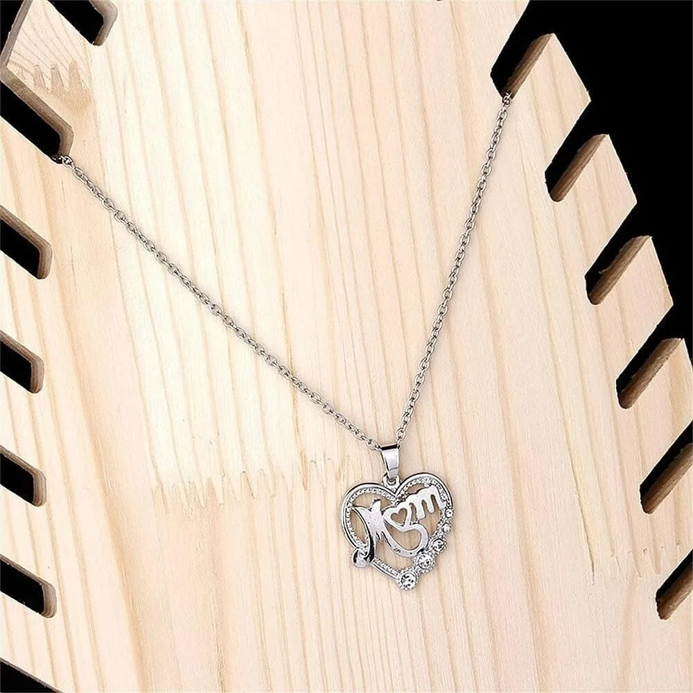 Fashion Crystal Mom Letter Pendant