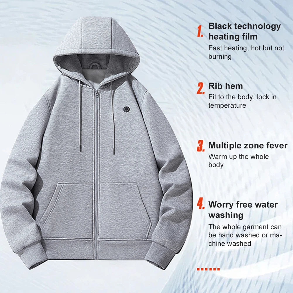 Outdoor Electric USB Heating Sweaters Hoodies for Men and Women Winter Warm Heated Clothes