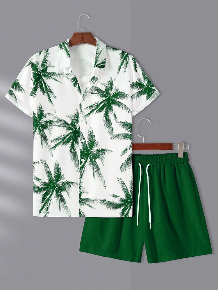 Summer Men's Short-sleeved Shirt Beach Shorts Set Outdoor Everyday Men's Summer Shorts Street Fashion Men's Casual Shirt