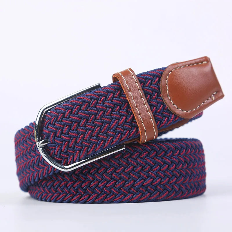 Casual Knitted Pin Buckle Belt Woven Canvas Elastic Expandable Braided Stretch Belts Women Jeans
