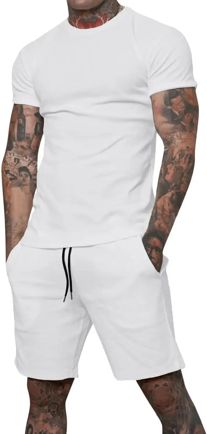 Boutique men's shorts suit 2 piece clothing fashion summer casual sportswear and shorts suit