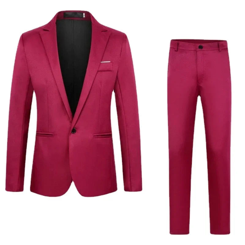 Men's Fashionable Business Casual Suit Slim Fit Western Style Clothes 2-Piece Set Wholesale Cross-Border E-commerce