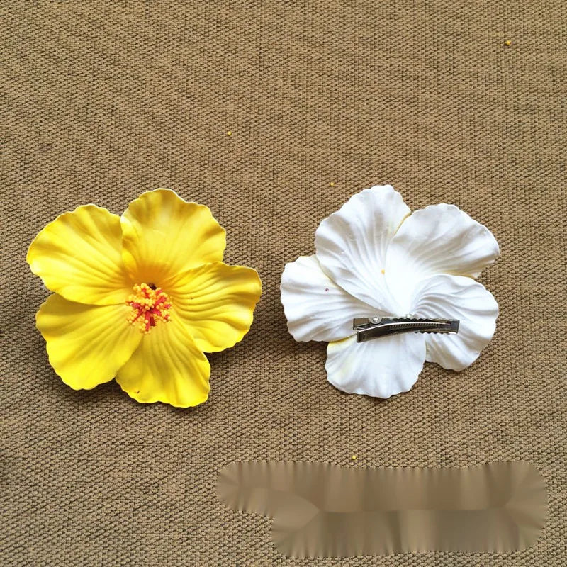 Bohemian Style Hibiscus Flower Sweet Seaside Beach Resort Style Egg Flower Hair Clip For Women