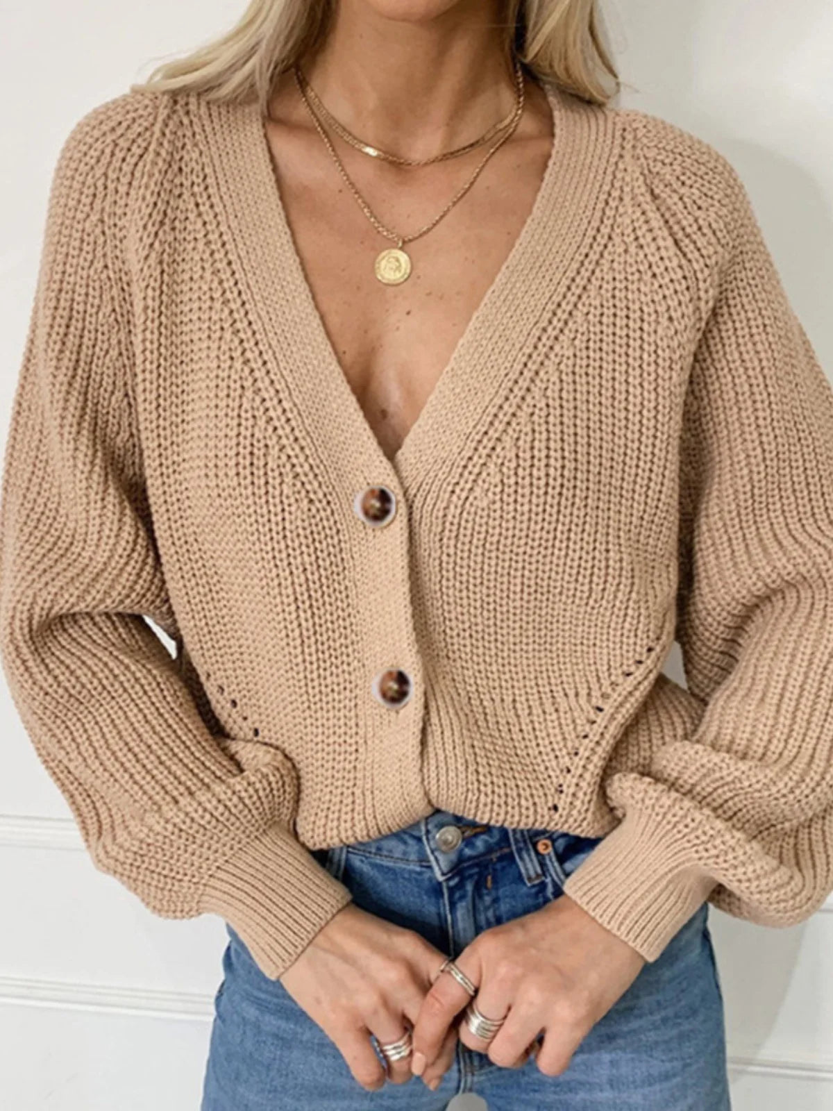 Cardigan Sweater Women Cozy Soft Knit Button Up V-Neck Jumper Basic Knitwear Autumn Winter Outfit