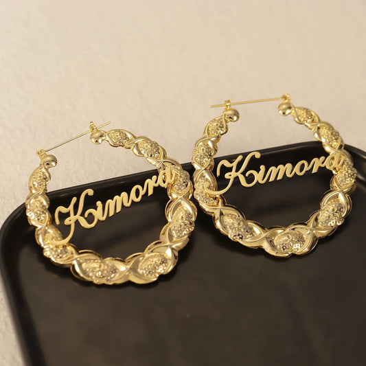 Twisted Hoop Customized Name Earrings