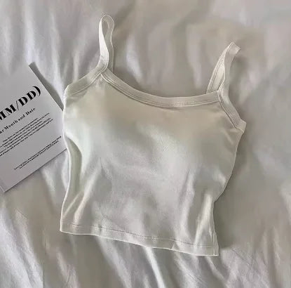 White Camisole Top for Women with Ruffle Double-layer Skirt Women Sleeveless Tank Top Splicing Slimming Strapless Base Vest Tee