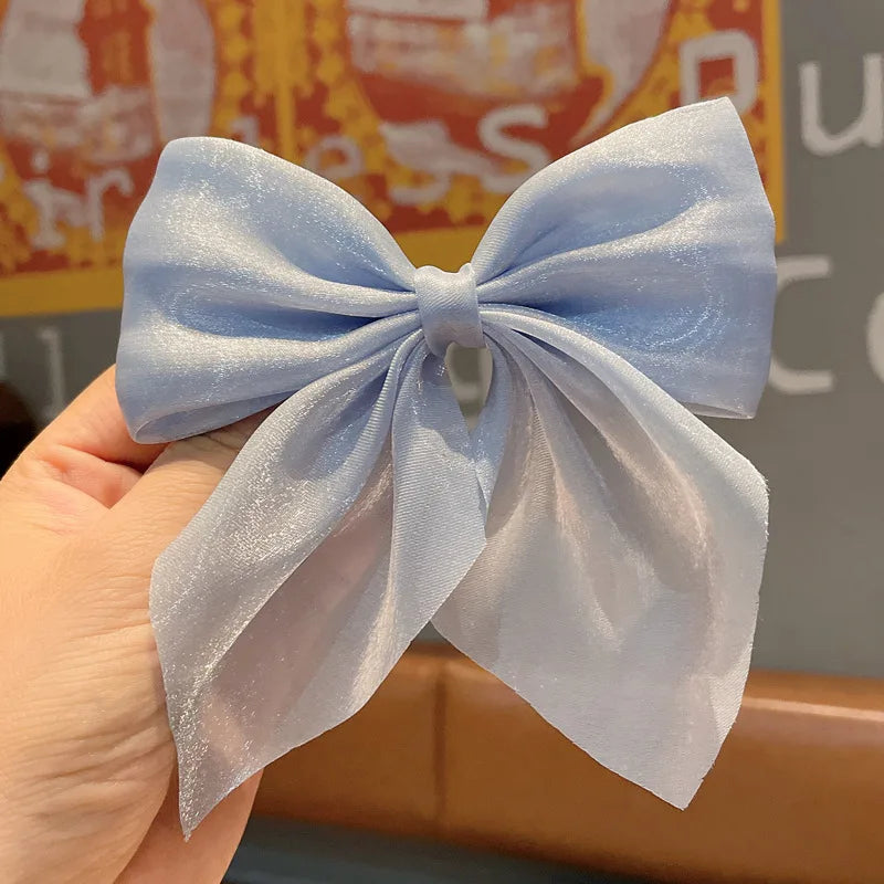 Big Hair Bow Ties Hair Clips Satin Two Layer Bow for Women Bowknot Hairpins Trendy Hairpin Girl Hair Accessory