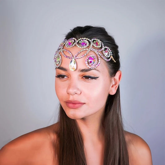 Forehead Chain  Head Decoration Colourful Geometric Rhinestone Headpiece
