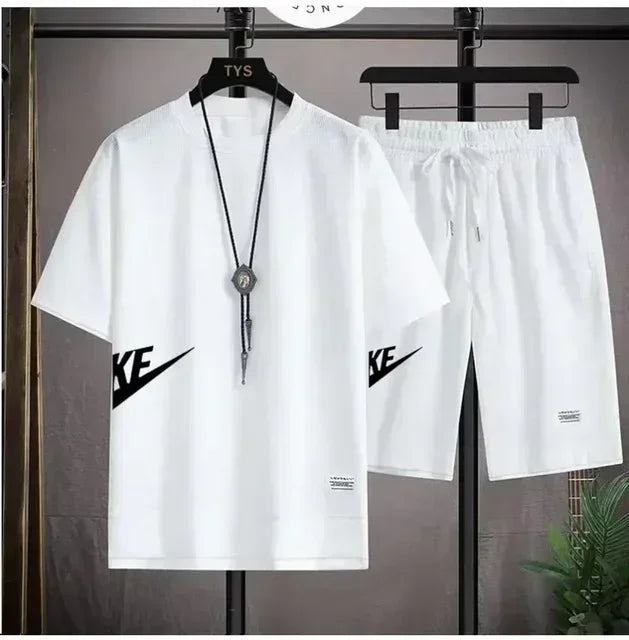Summer Men's Suit Casual Fashion Sportswear Men's Short-sleeved T-shirt + Sports Shorts Casual Men's Jogging Suit