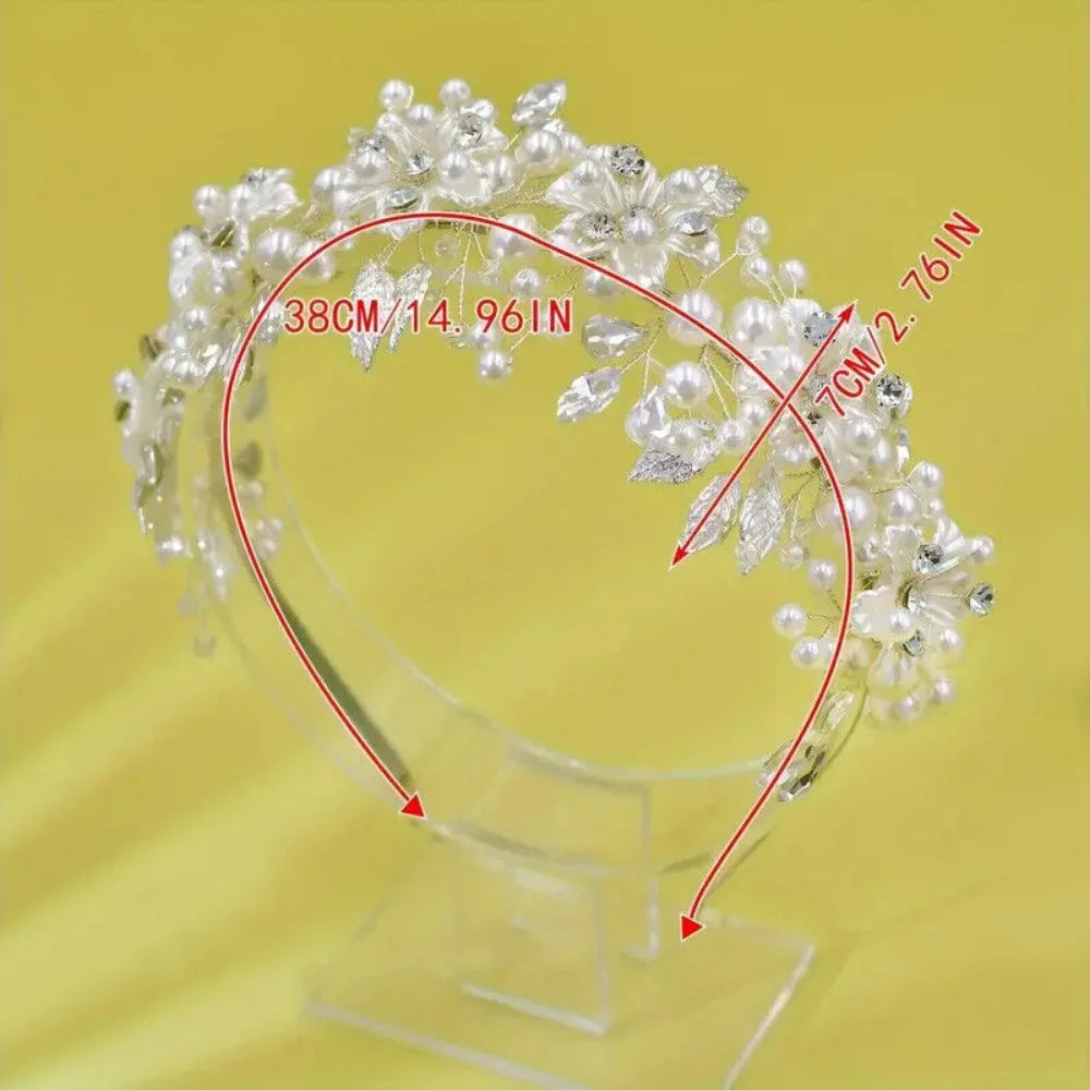1Pcs Boho Style Handmade Faux Pearl Headwear Flower Shaped Hair Accessories