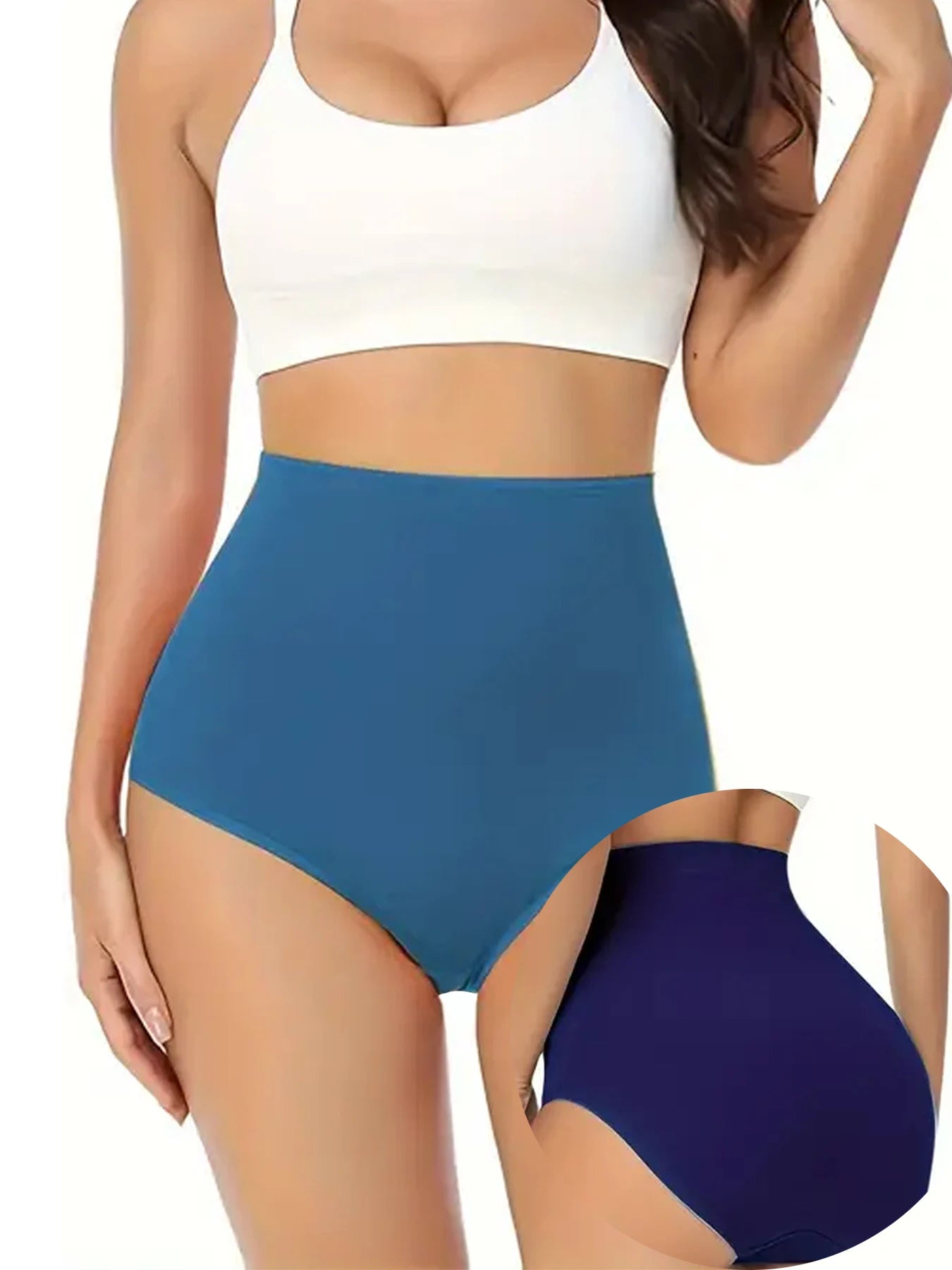 4PCS high waisted panties, solid color underwear, slightly shaping shapewear