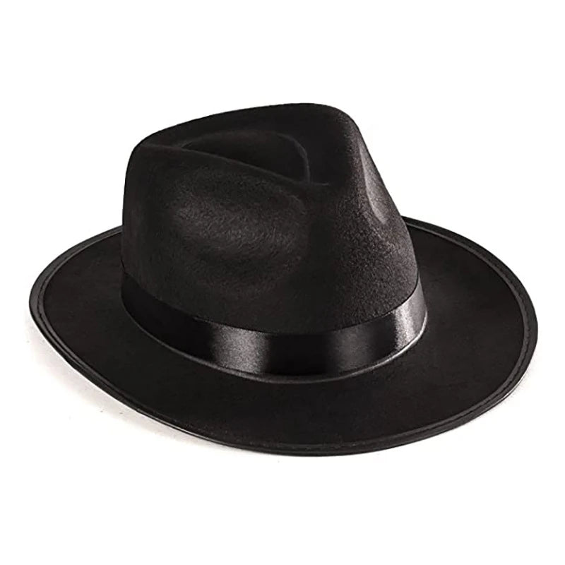 Vintage Style Wide Brim Fedora Hat with Ribbon Band