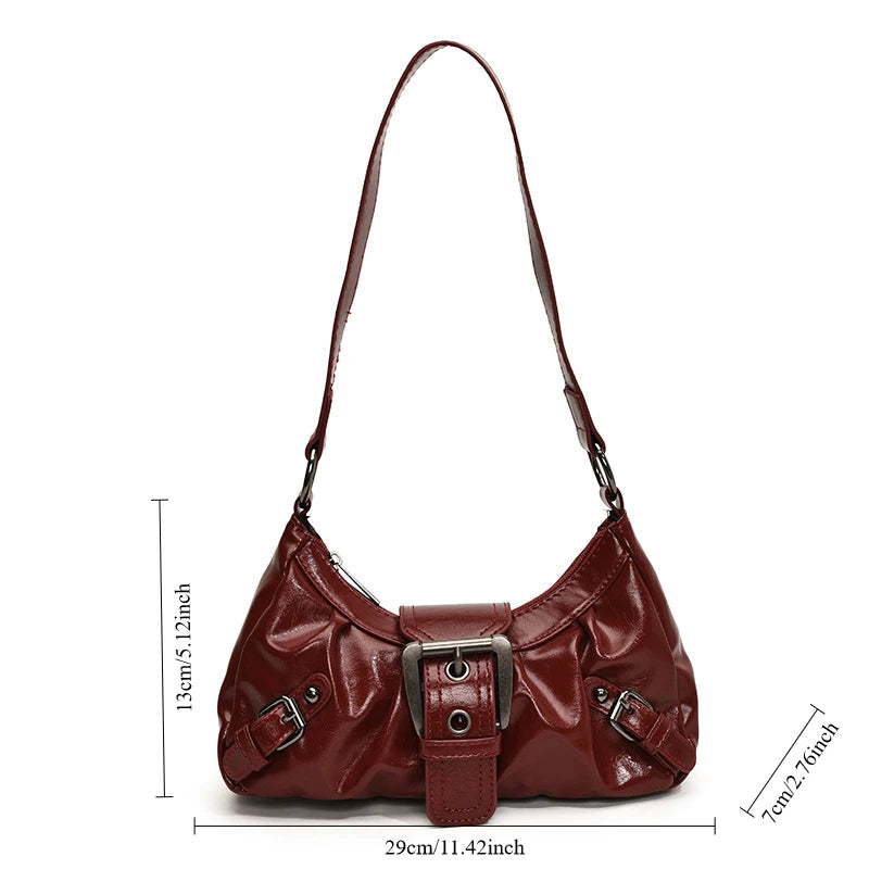 Spring Hot Selling Maillard Style Retro Style Small Bag Wasteland Style Vintage Leather Shoulder Armpit Bag