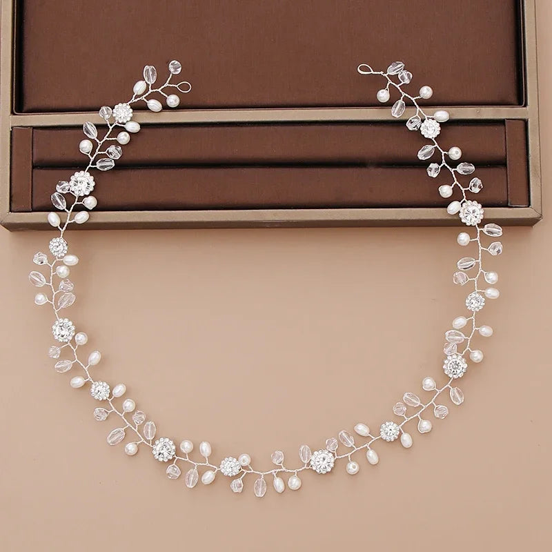 Pearl Headband  Hair Accessories Rhinestone Crystal Wedding Headband For Women Bride Head piece Hair Jewelry