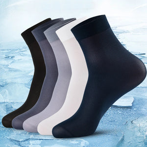 10pairs Men Ultra-thin Transparent Ice Silk Socks Summer Socks Solid Business Socks Breathable Soft Socks Ankle Socks