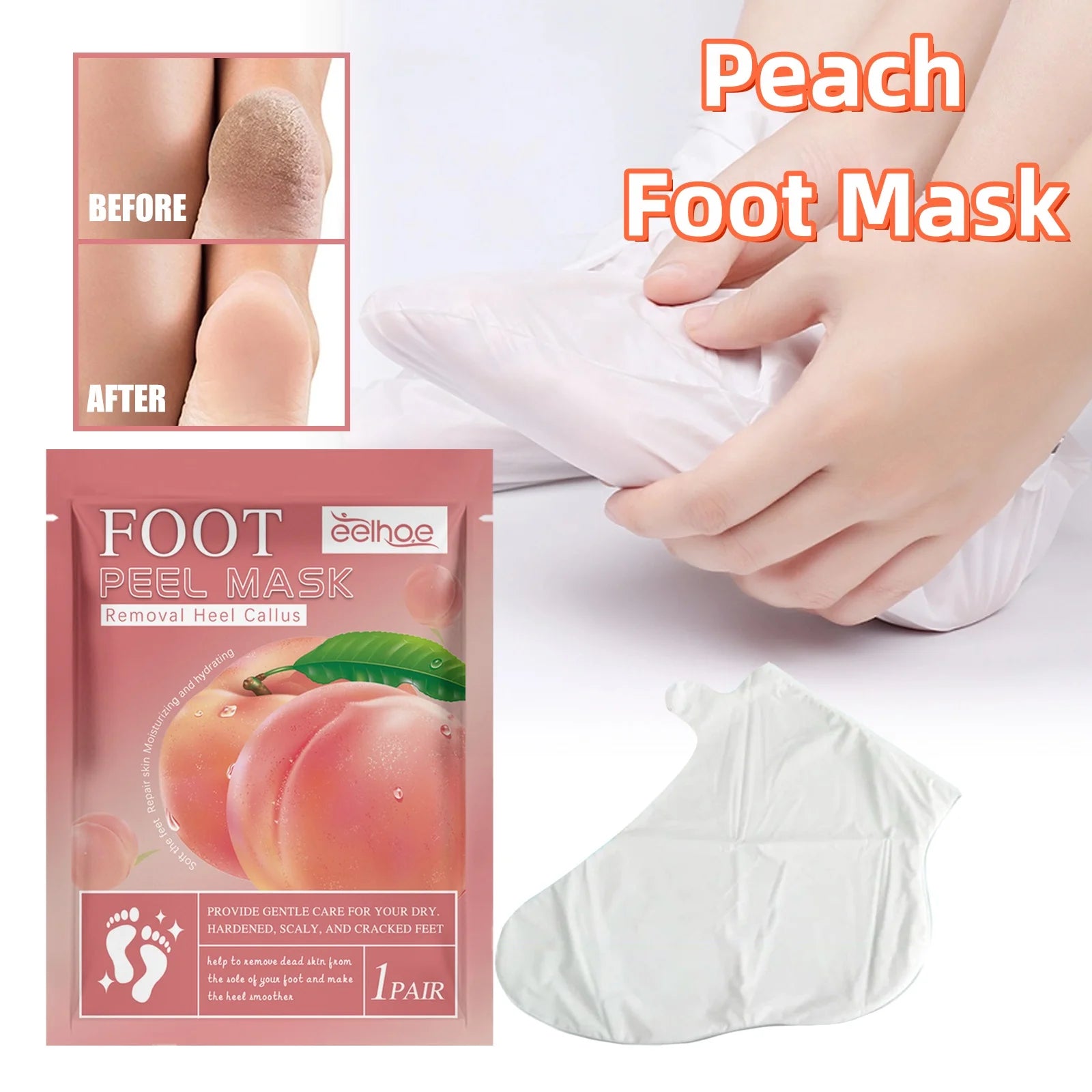 Peach Foot  Moisturizing Foot Mask Remove Dead Skin & Calluses Nourish Feet Care Product