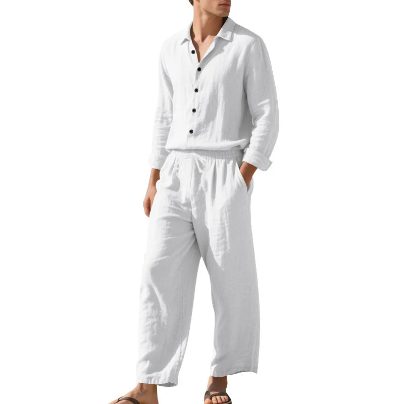 Men's Casual Set Spring Autumn Fashionable Long Sleeved Pants Two-piece Set Cardigan Menswear