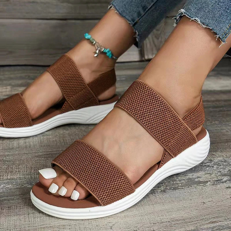 Women Summer Fashion Sandals Mesh Casual Sports Sandals Flying Woven Flat Shoes Sandals