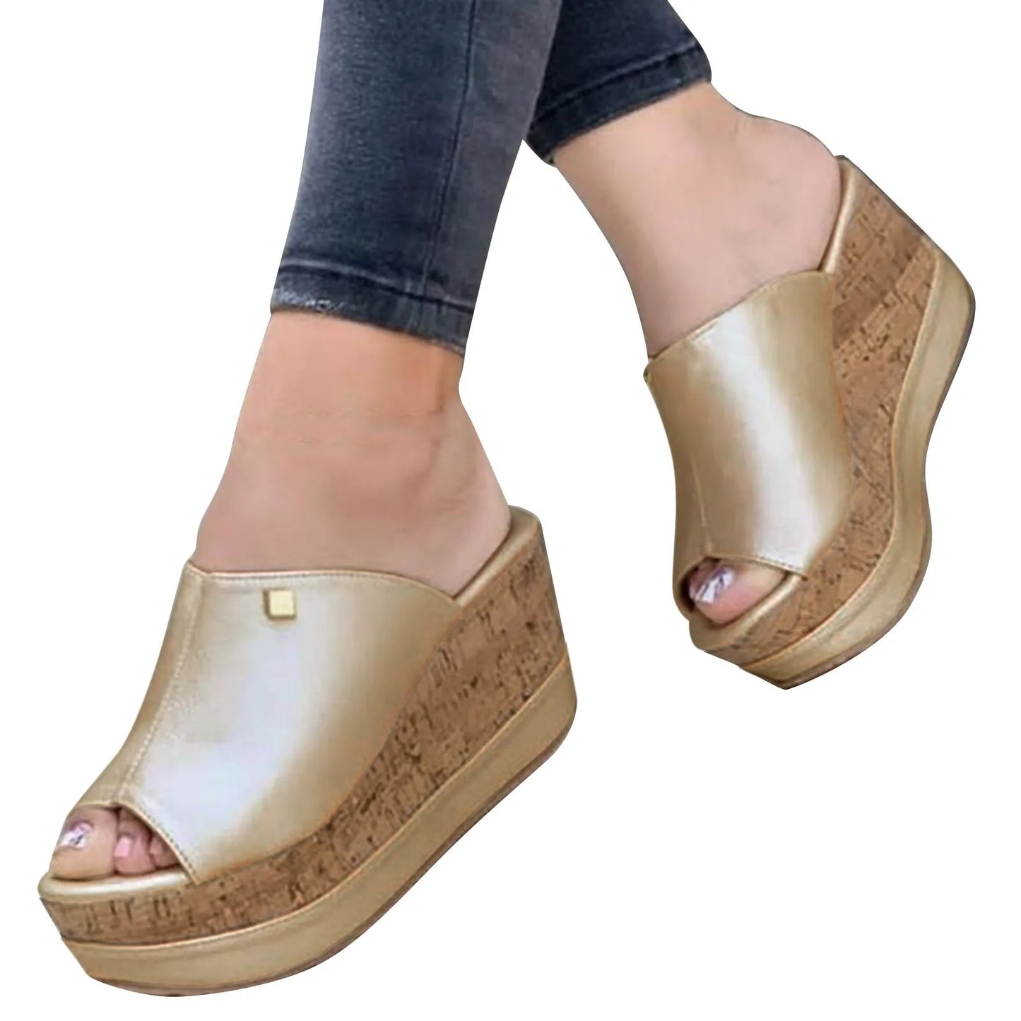 Roman Shoes Sandals For Ladies Shoes Summer Sandals Fashion Solid Color Wedge Platform Slippers Elegant Fashion
