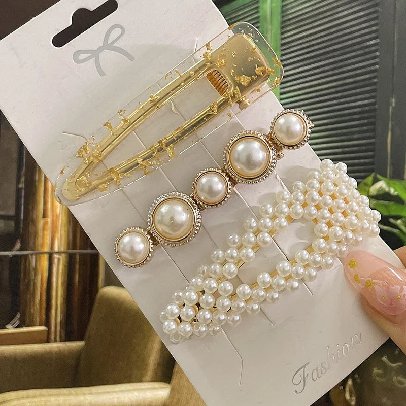 Simulated Pearl Hair Clips For Women Hairpins Geometric Hair Barrettes Fashion Hairgrip Hair Accessories