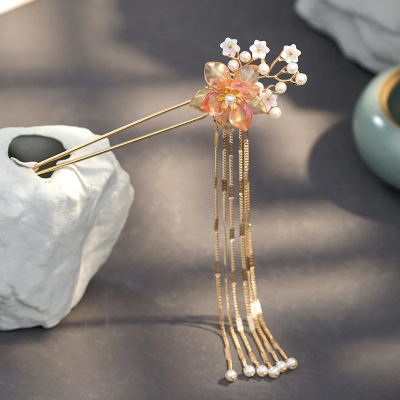 Pearl Rhinestone Flower Hairpins Hair Accessories Pearl Hairpins Flower Hair Pins Hair Ornaments Hair Stick
