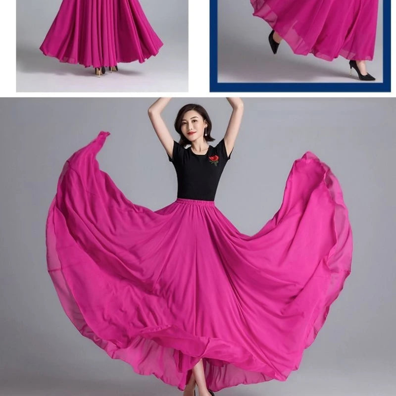 Pleated High Waist Chiffon Long Skirt