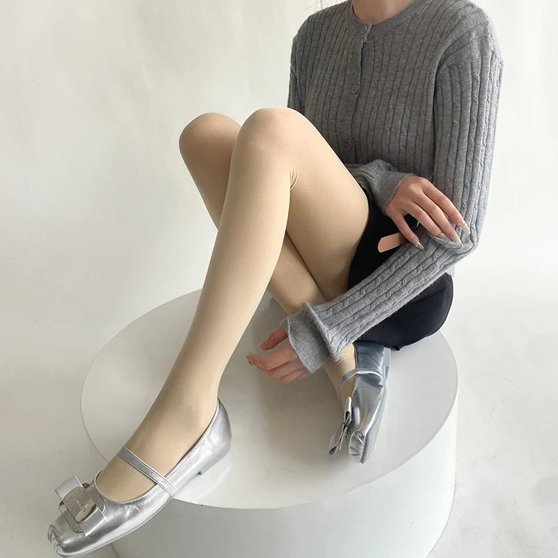 Velvet Leggings Stylish Solid Color Stretchy Tights Hosiery for Evening Outfit