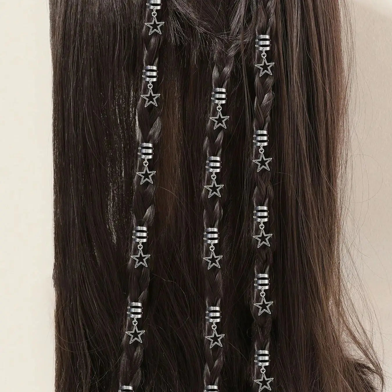 10pcs/set Star shape Metal Hair Ring, Dreadlocks Beads Hair Braid  Pendant Hair Accessories Metal Cuffs Decoration/Accessories