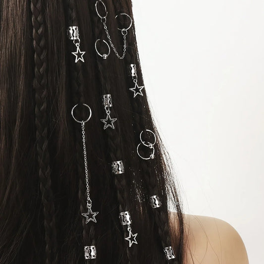 32pcs Star Dreadlock Hair Braids Cuffs and Braid Decorations Hair Accessories Hair Jewelry for Braids for Women