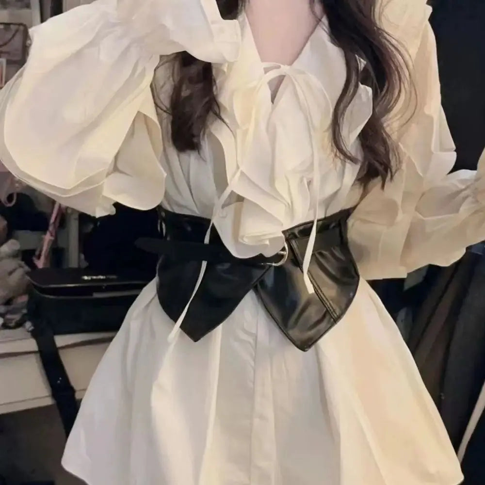 Hot Pin Buckle Wide Belts Retro Waist  PU Leather Corset