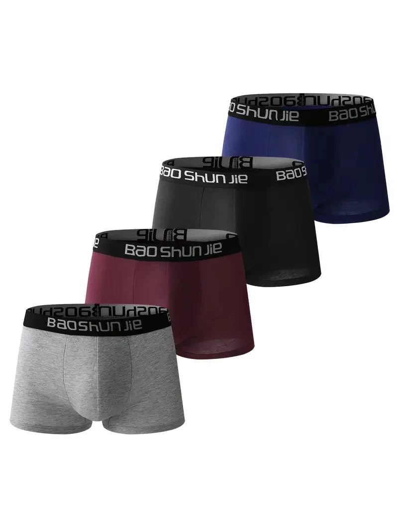 4pcs Men Underwear 100% Cotton Men Boxer Shorts Medium Waist Breathable Men  Larger Size Soft Comfortable Men Boxer