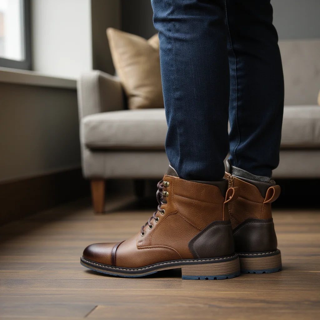 Size 8-13 Retro Men Boots 2025 Fashion Comfortable Spring Leather Boots
