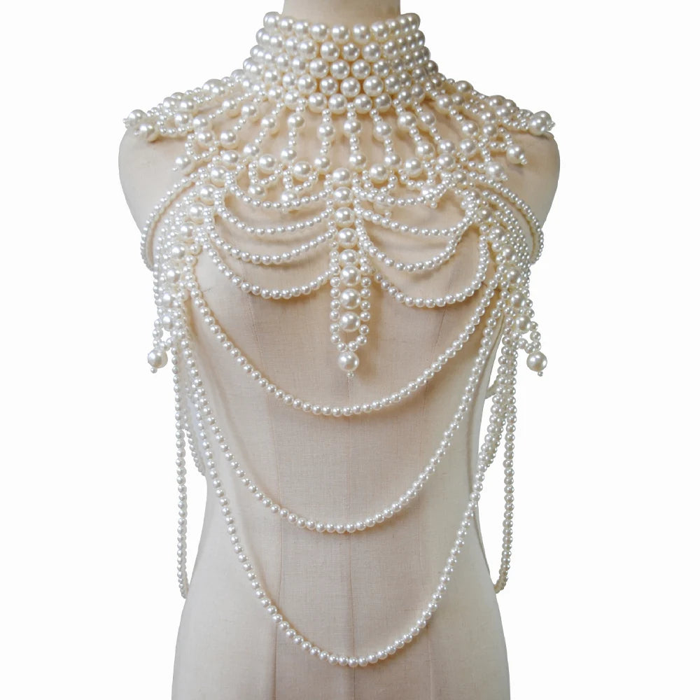 Imitation Pearl Shoulder Bra Chain Lingerie  Chest Body Chain  Jewelry