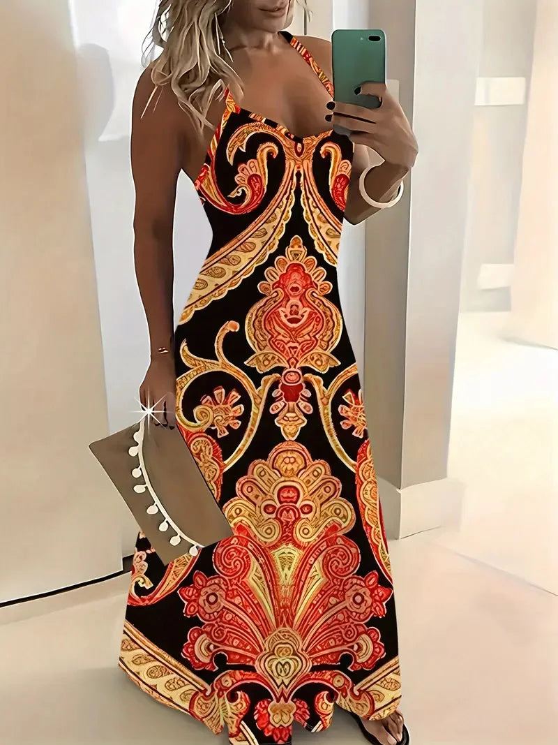 Summer Bohemian Style Women's Suspender Skirt Long A-line Oversized Casual Dress Women's Elegant  Summer Loose Beach Clothes