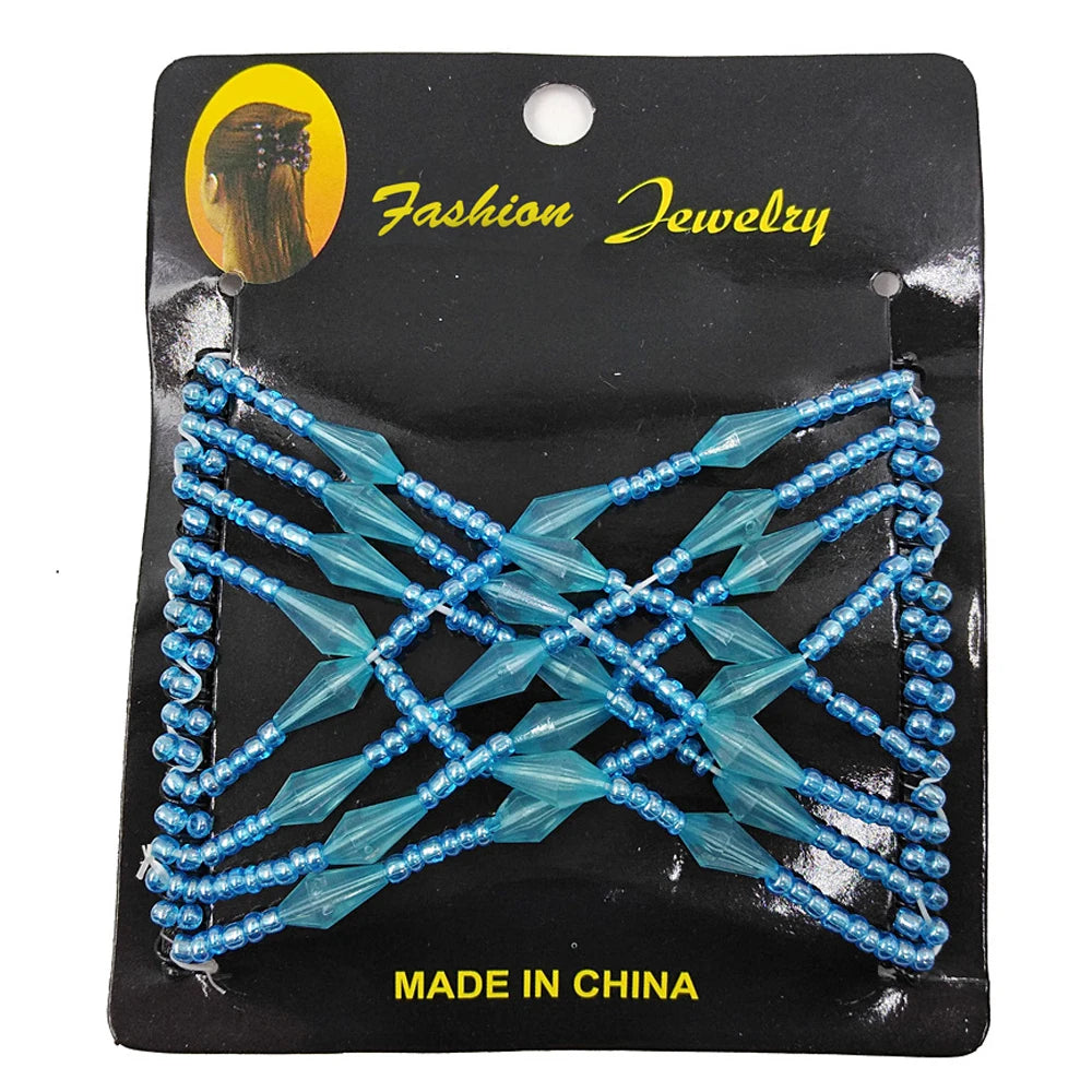 Beads Hair Combs Shiny Rhinestone Beaded Hair Claws Magic Tuck Comb Updo Accessories Elastic Headwear Bun Ponytail Holder