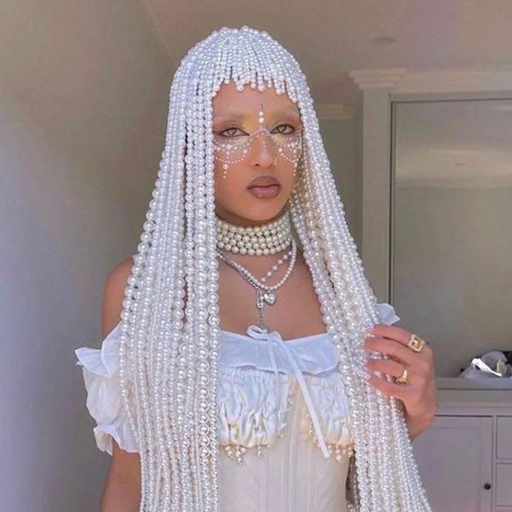 Pearl Rhinestone Wedding Great Gatsby Tassel Headpiece Flapper Hairpiece Cleopatra Hair Accessories