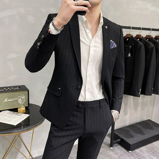 Men's High-Quality Two-Piece Suit Business Casual Banquet Luxury Ensemble with Trousers