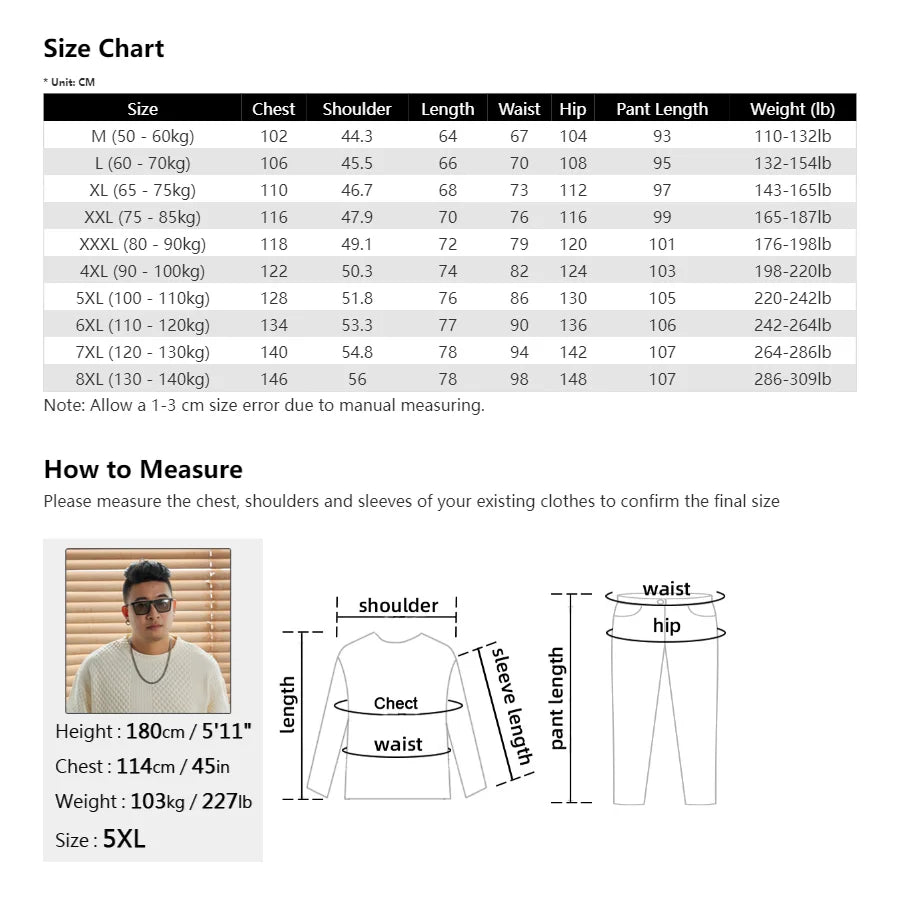 Men T Shirt Suit Pants 2 Piece Set Oversize 6XL 7XL 8XL Plus Size Short Sleeve Black T-shirts Summer Fashion Loose