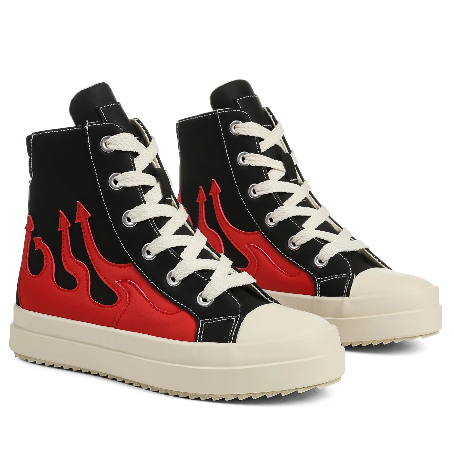 Lace-up  Ankle High Fashion Flame Mixed Colors Thick Bottom Casual Comfortable Sporty Sneakers