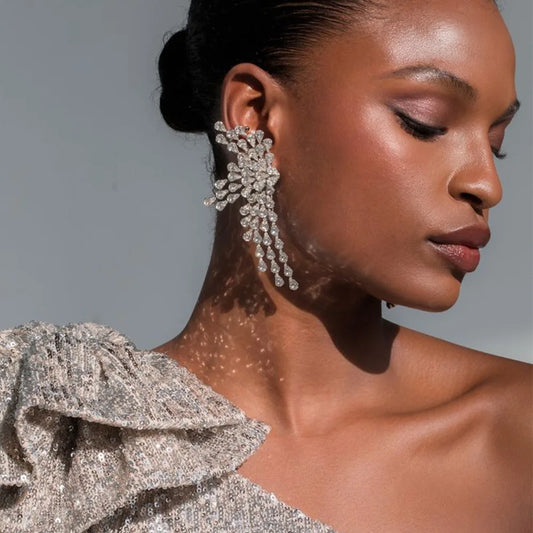 Elegant Wing Dangle Earrings  Gorgeous Boho Design Rhinestone Hanging Earrings