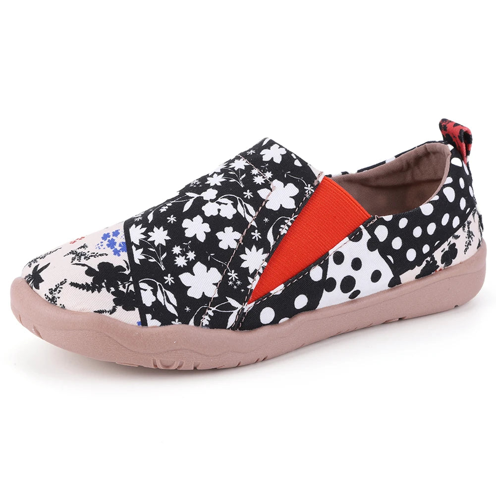Art Painted Loafers Canvas Walking Shoes Anti Slip Slip On Flats Breathable Lightweight Walking Loafers