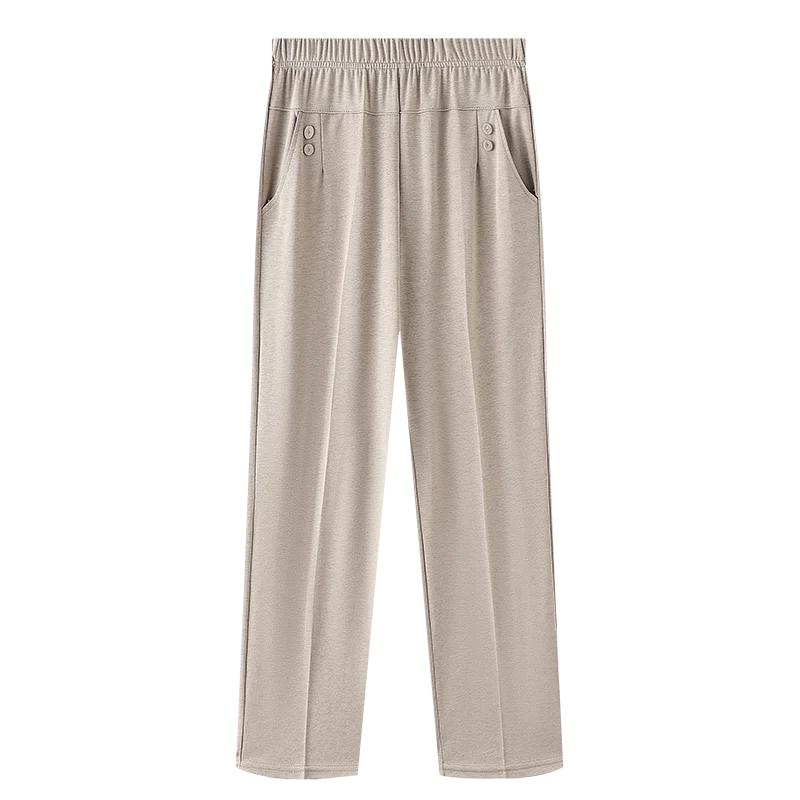 Summer Thin Breathable Elastic Pants 8XL Women's Solid Color High Waisted Loose Casual Pants Elastic straight leg