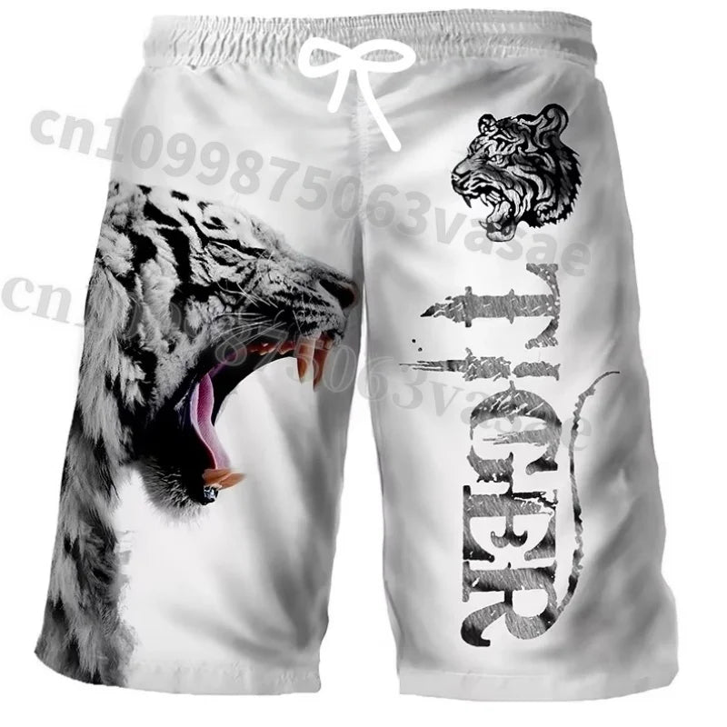 Cool Tiger Lion Wolf Summer Swimsuit Shorts Surfboard Quick Drying Swimsuit Sports Underwear Men's Beach Shorts Adult