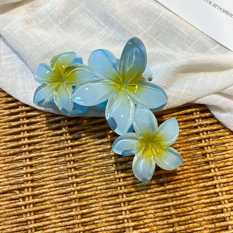 Sunflower Shark Clip Sweet Gradient Flower Grab Clip Ponytail Braid Hair Clip Beach Vacation Hairstyles