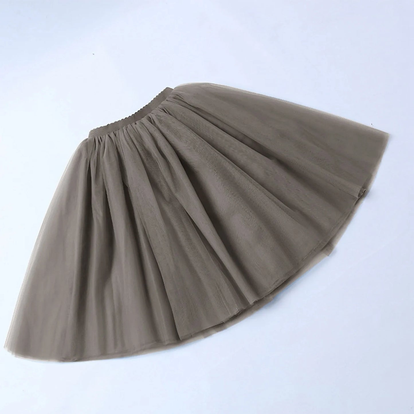 Women's Knee Length Mesh  Skirt Solid Color Elegant Elastic High Waist A-Line Petticoat