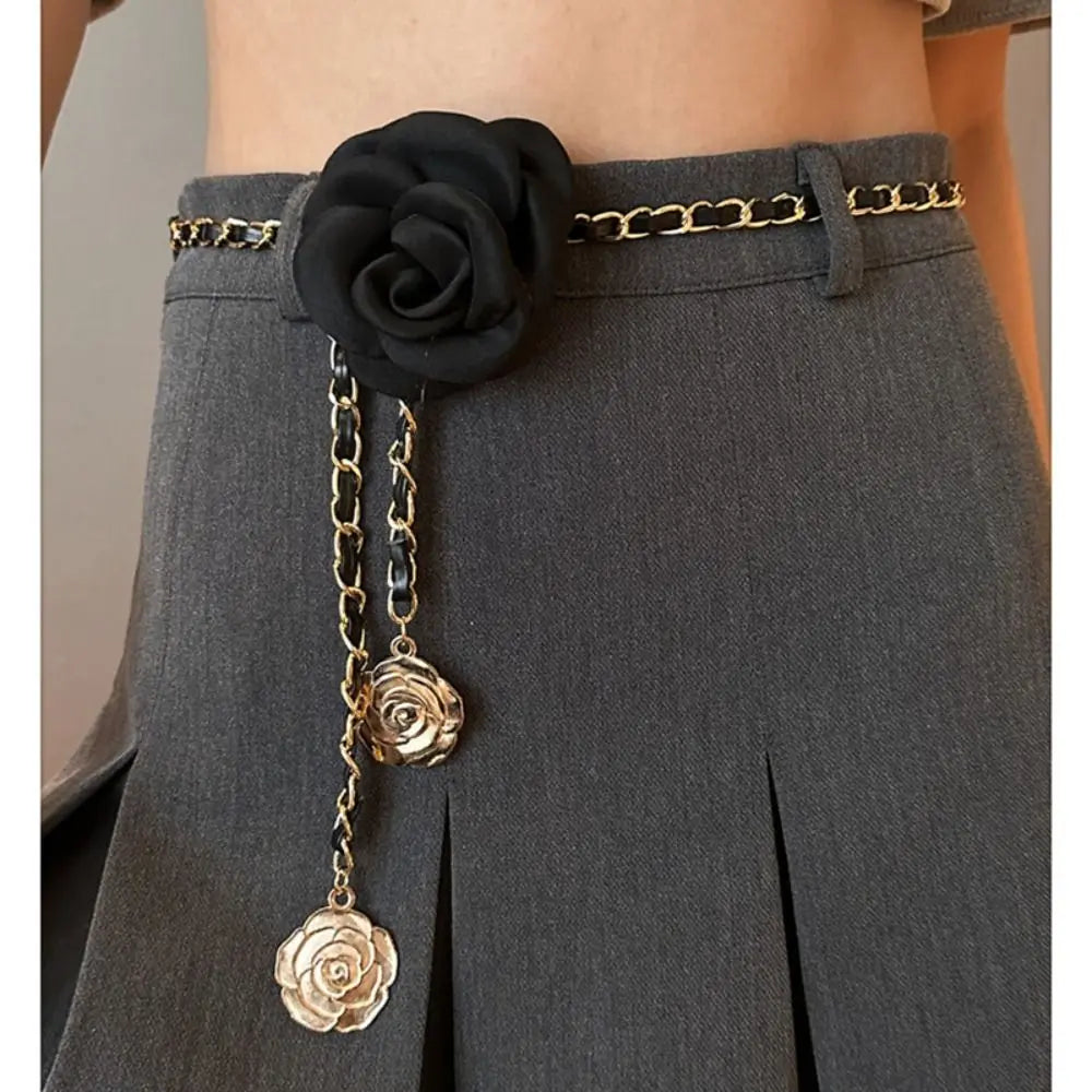 1PC Camellia Waist Chain Accessories For Women Fashion Flower Chain Waist Belt Decoration Dress Chain