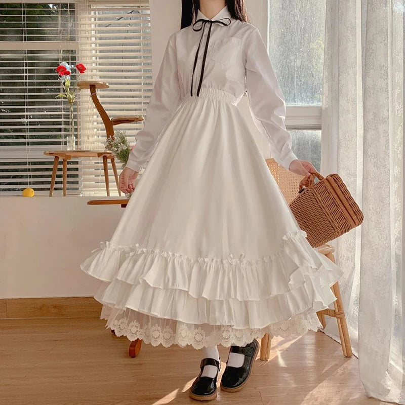 Lace Double Layer  Loose  Ruffled A-line Skirt